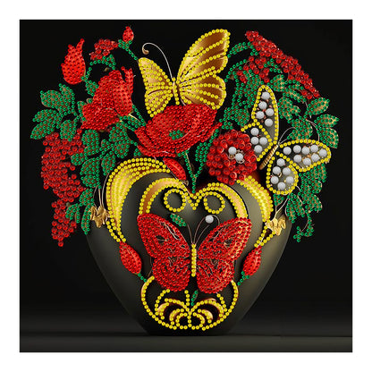 Safflower Butterfly - Special Shaped Drill Diamond Painting 30*30CM