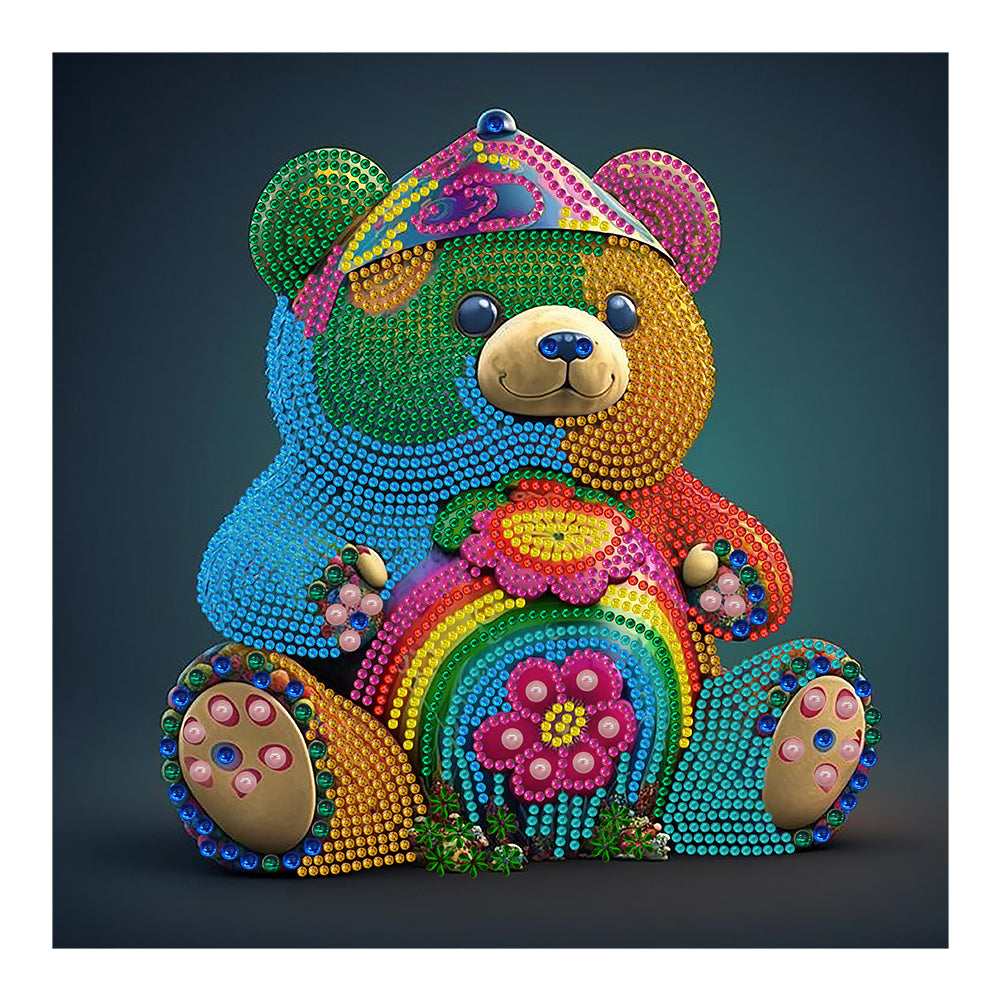 Colorful Bear - Special Shaped Drill Diamond Painting 30*30CM