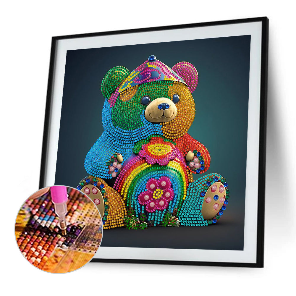 Colorful Bear - Special Shaped Drill Diamond Painting 30*30CM