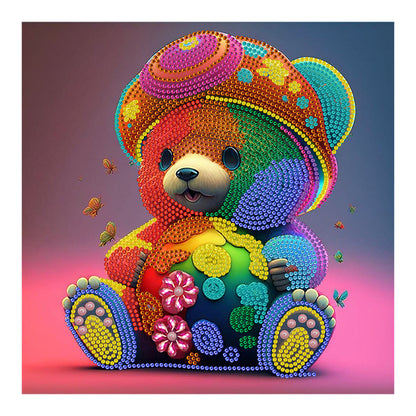 Colorful Bear - Special Shaped Drill Diamond Painting 30*30CM