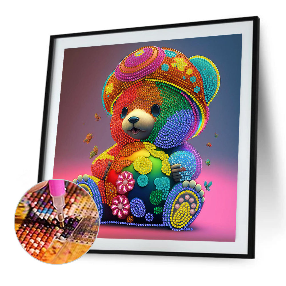 Colorful Bear - Special Shaped Drill Diamond Painting 30*30CM