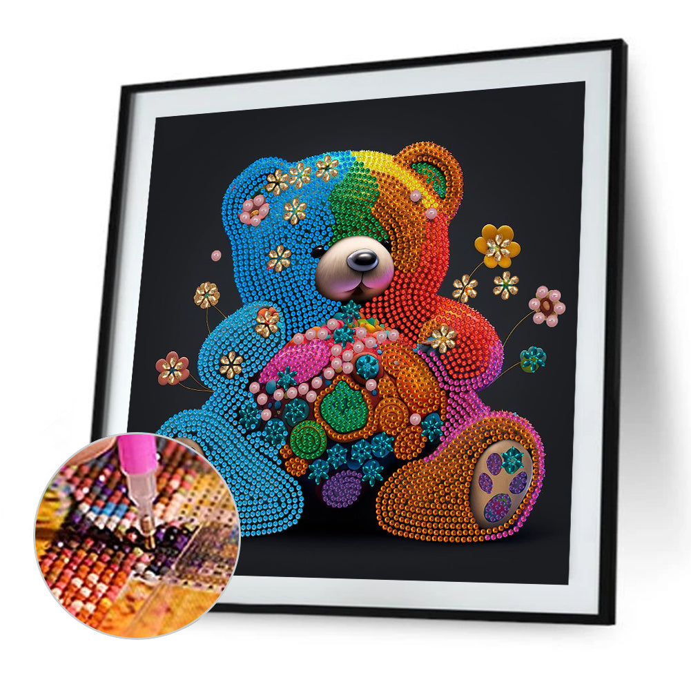 Colorful Bear - Special Shaped Drill Diamond Painting 30*30CM