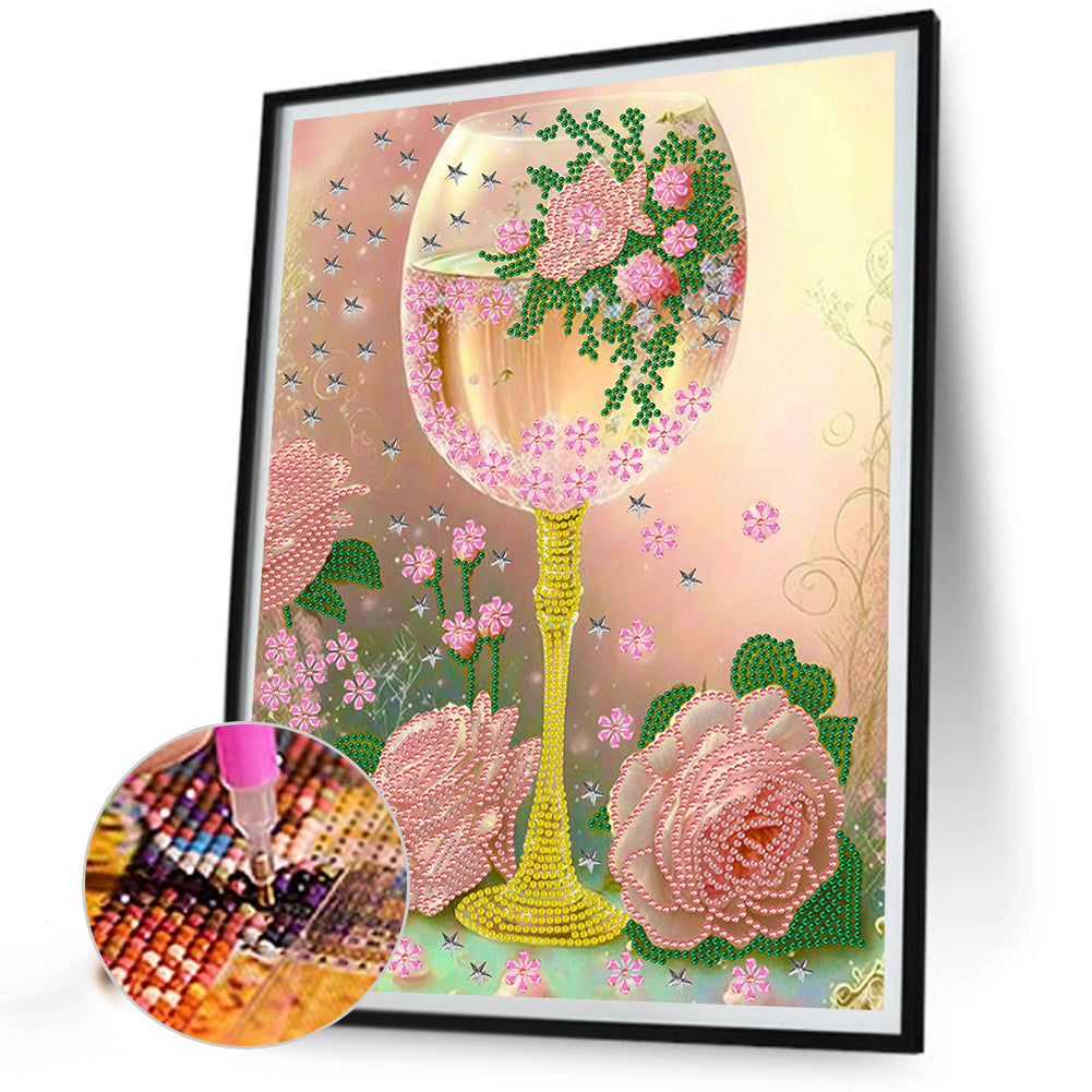 Flower Goblet - Special Shaped Drill Diamond Painting 30*40CM