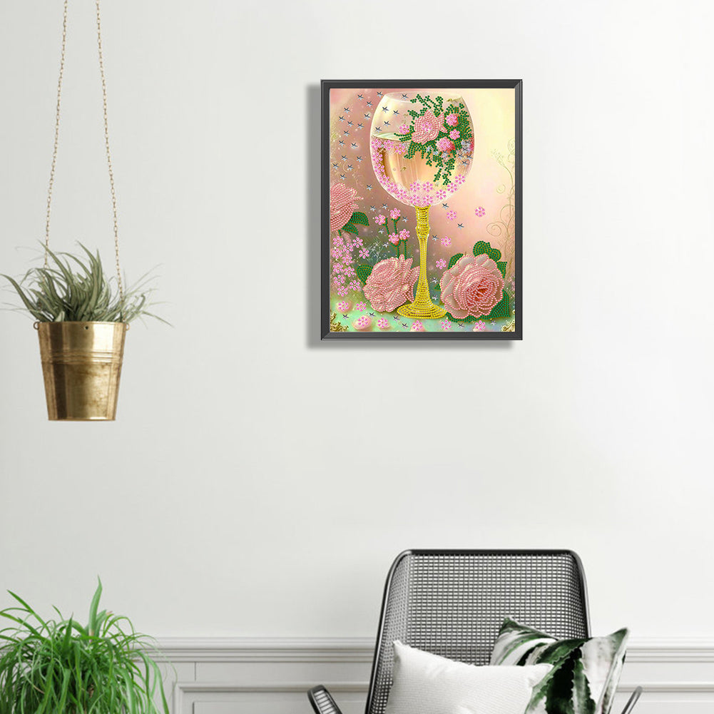 Flower Goblet - Special Shaped Drill Diamond Painting 30*40CM