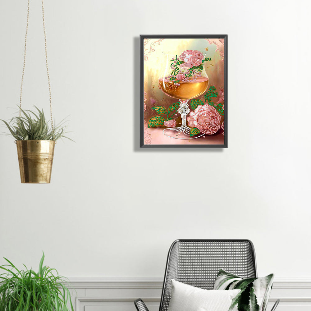 Flower Goblet - Special Shaped Drill Diamond Painting 30*40CM