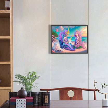 Beach Mermaid - Special Shaped Drill Diamond Painting 40*30CM