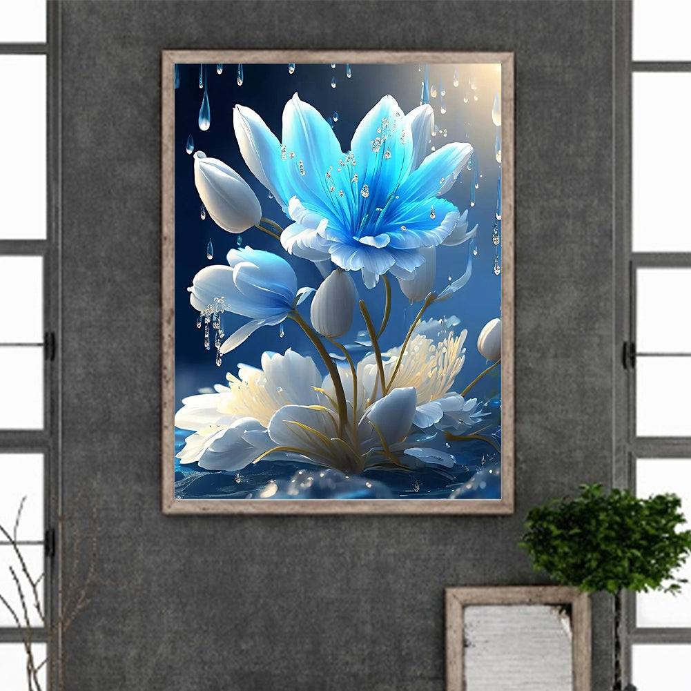 Blue Flowers - Full Square Drill Diamond Painting 30*40CM