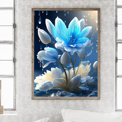 Blue Flowers - Full Square Drill Diamond Painting 30*40CM