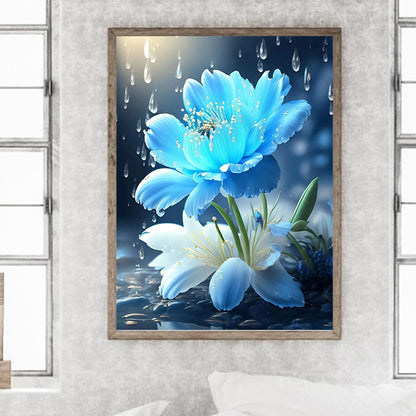 Blue Flowers - Full Square Drill Diamond Painting 30*40CM