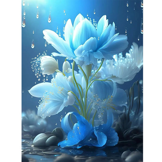 Blue Flowers - Full Square Drill Diamond Painting 30*40CM