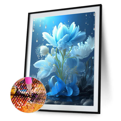 Blue Flowers - Full Square Drill Diamond Painting 30*40CM