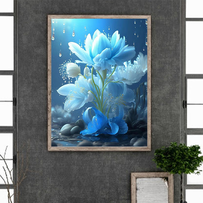 Blue Flowers - Full Square Drill Diamond Painting 30*40CM