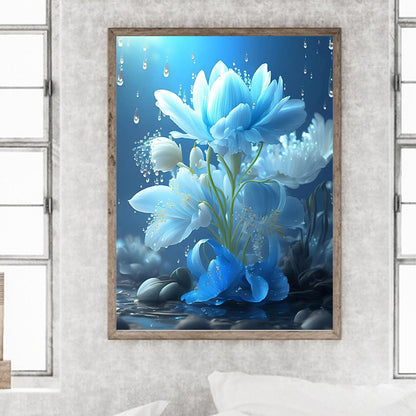 Blue Flowers - Full Square Drill Diamond Painting 30*40CM