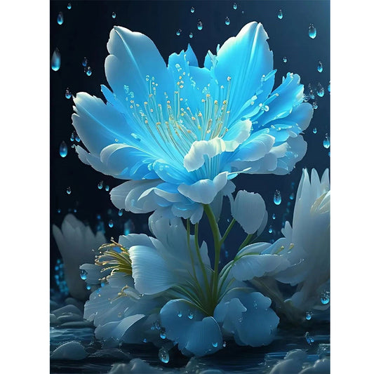 Blue Flowers - Full Square Drill Diamond Painting 30*40CM