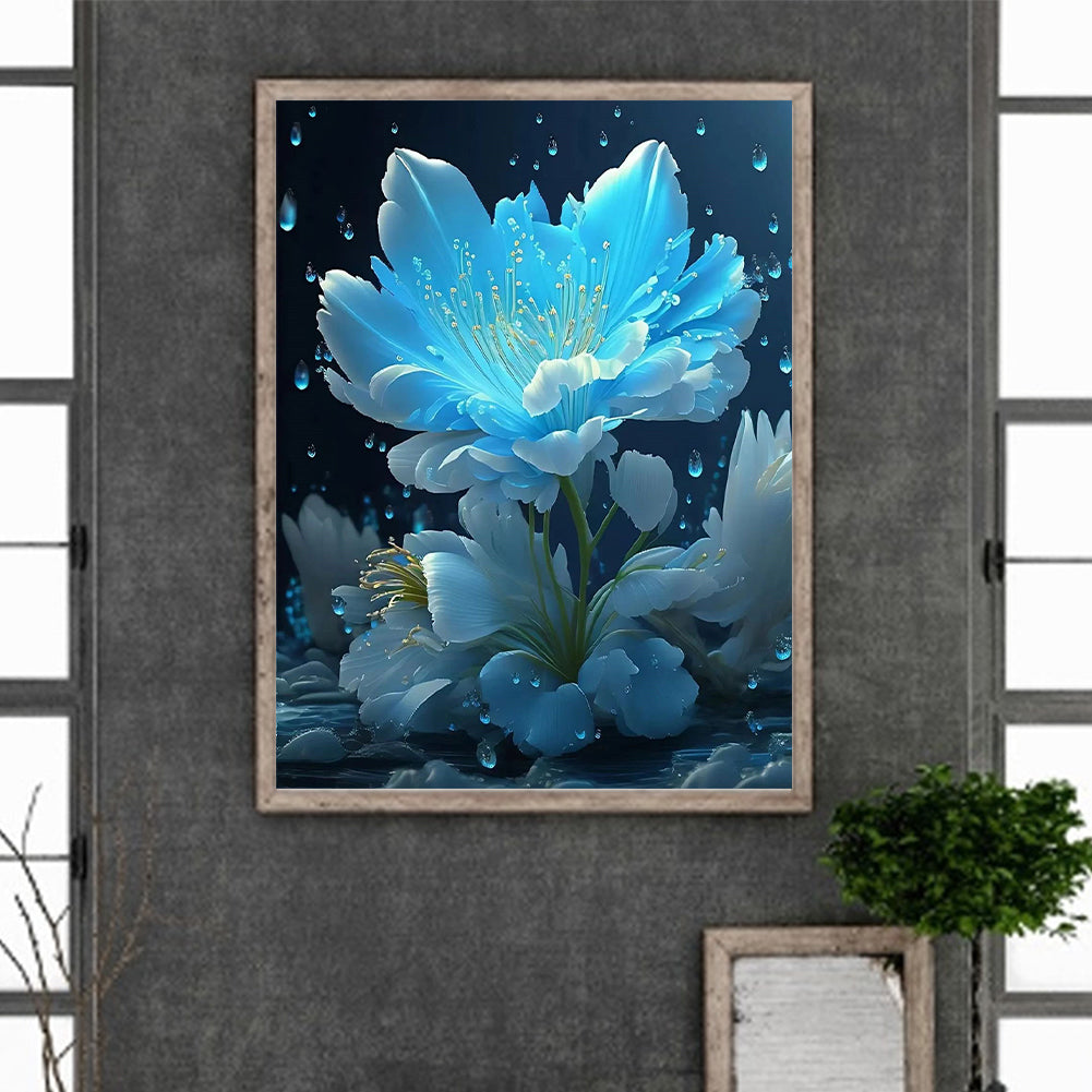 Blue Flowers - Full Square Drill Diamond Painting 30*40CM