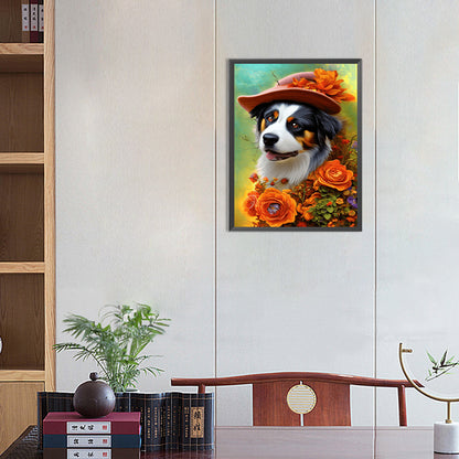 Top Hat Puppy - Full Round Drill Diamond Painting 30*40CM