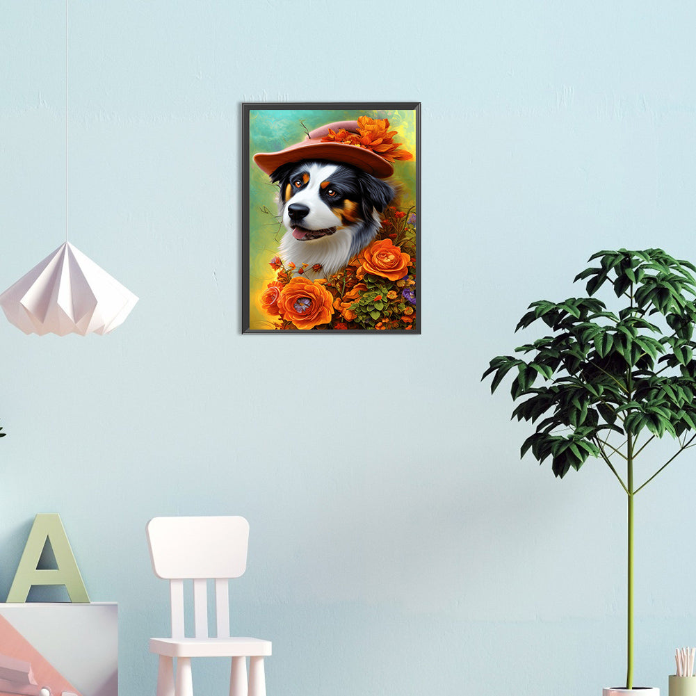 Top Hat Puppy - Full Round Drill Diamond Painting 30*40CM