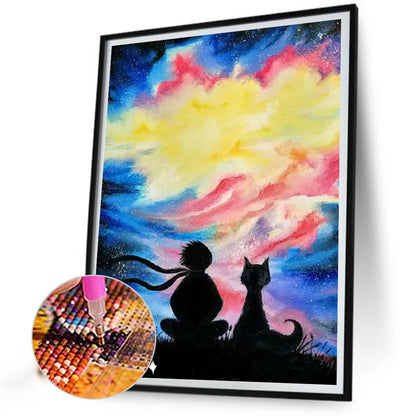 Little Prince Fox Starry Sky - Full Round Drill Diamond Painting 30*40CM