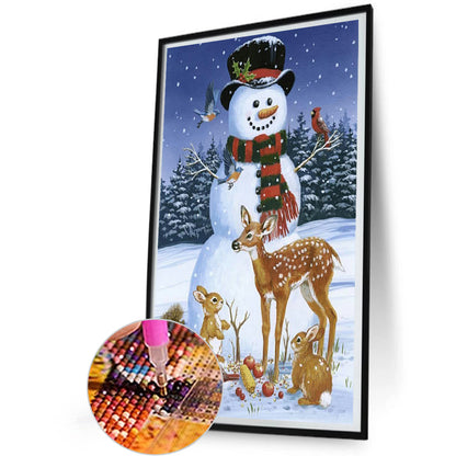 Elk And Snowman - Full Round Drill Diamond Painting 30*50CM