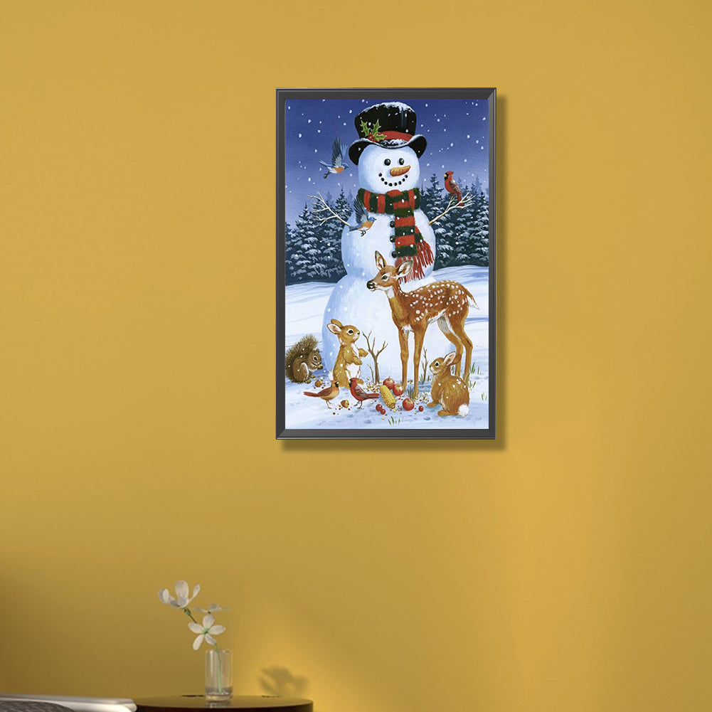 Elk And Snowman - Full Round Drill Diamond Painting 30*50CM