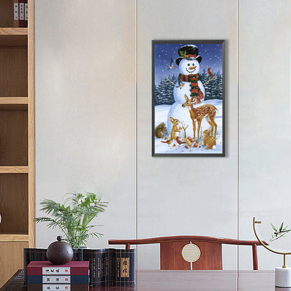 Elk And Snowman - Full Round Drill Diamond Painting 30*50CM