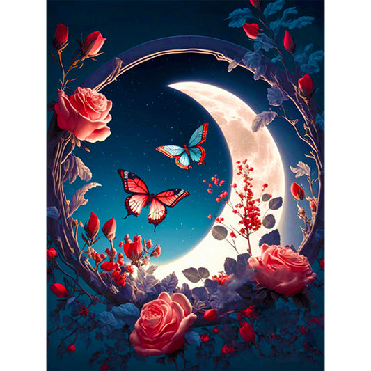 Moon Butterfly - Full Round Drill Diamond Painting 30*40CM