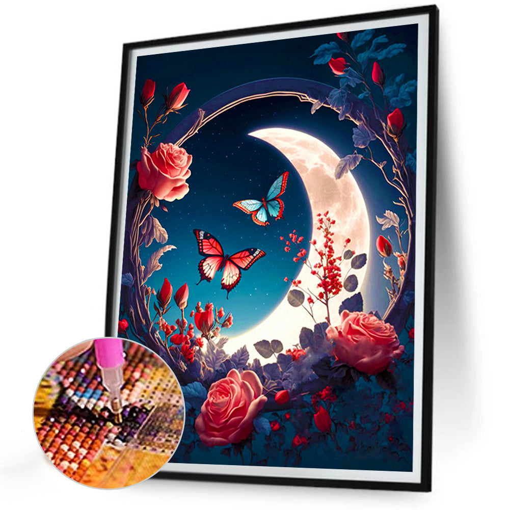 Moon Butterfly - Full Round Drill Diamond Painting 30*40CM