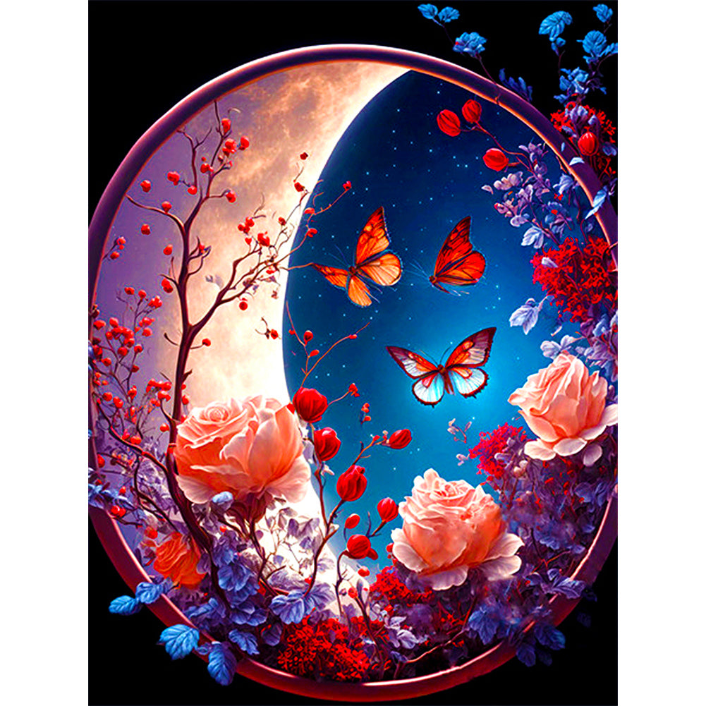 Moon Butterfly - Full Round Drill Diamond Painting 30*40CM