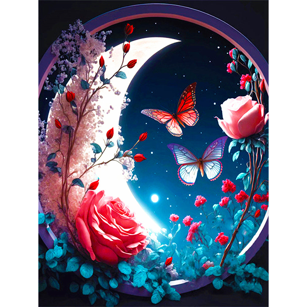 Moon Butterfly - Full Round Drill Diamond Painting 30*40CM