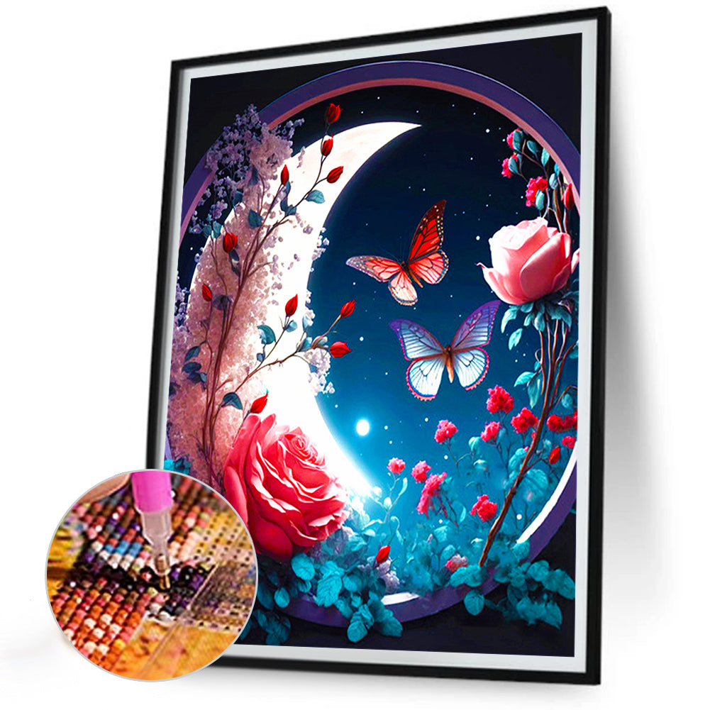 Moon Butterfly - Full Round Drill Diamond Painting 30*40CM