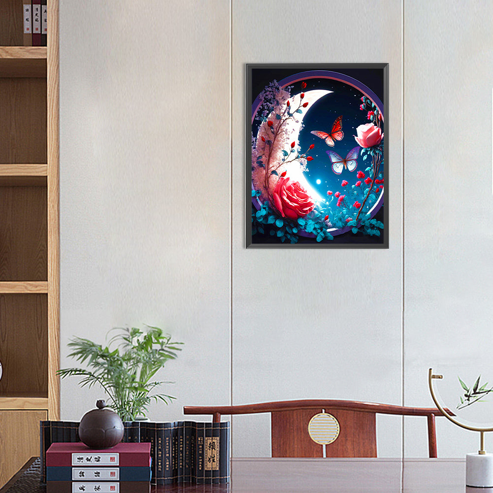 Moon Butterfly - Full Round Drill Diamond Painting 30*40CM