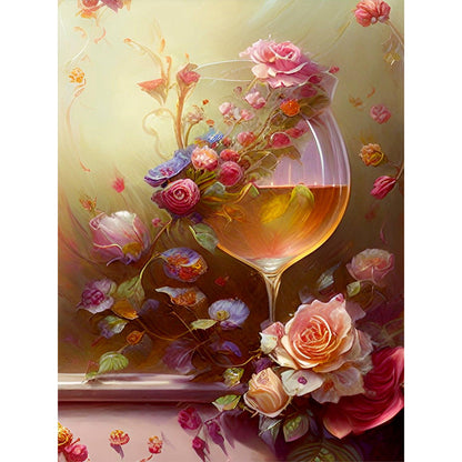 Flower Crystal Cup - Full Round Drill Diamond Painting 30*40CM