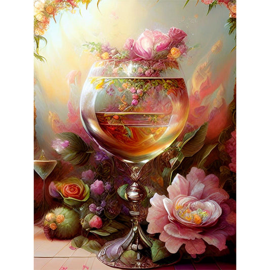 Flower Crystal Cup - Full Round Drill Diamond Painting 30*40CM