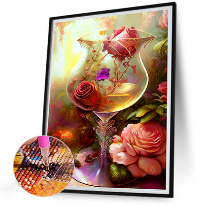 Flower Crystal Cup - Full Round Drill Diamond Painting 30*40CM