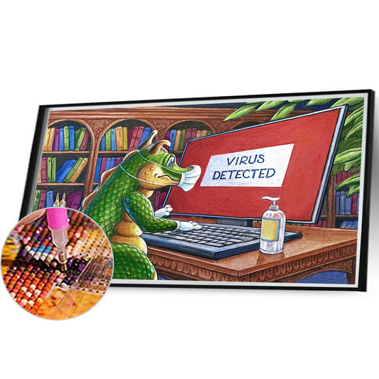 Crocodile Wearing A Mask - Full Round Drill Diamond Painting 50*30CM