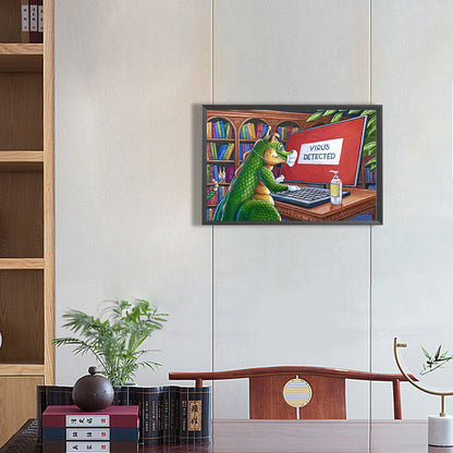 Crocodile Wearing A Mask - Full Round Drill Diamond Painting 50*30CM