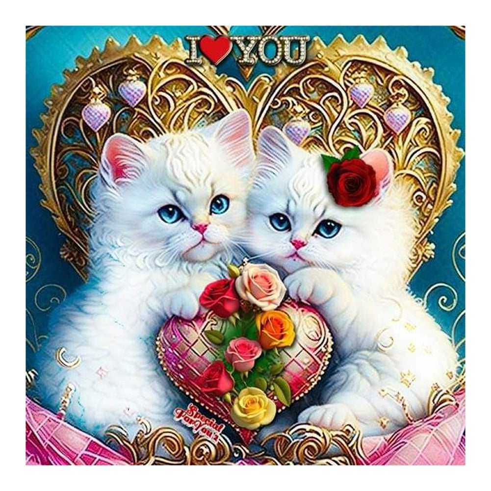 Love Cat - Full Round Drill Diamond Painting 30*30CM