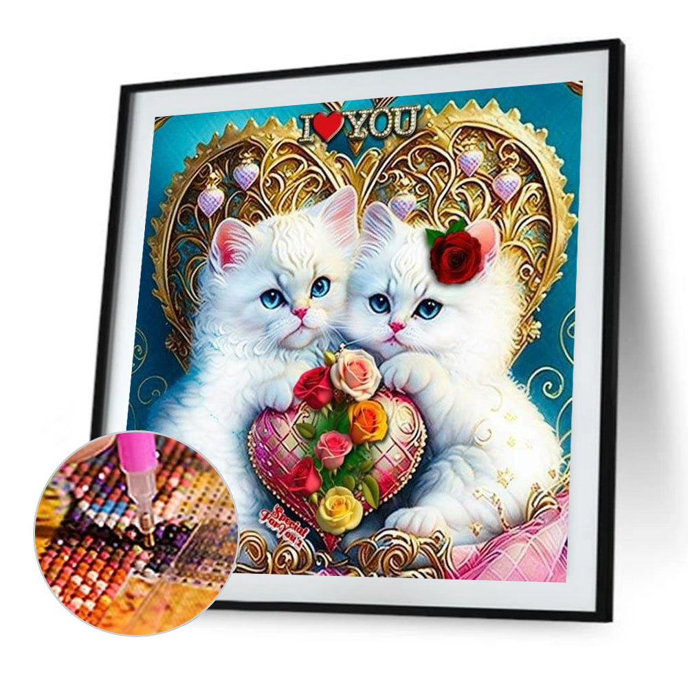 Love Cat - Full Round Drill Diamond Painting 30*30CM