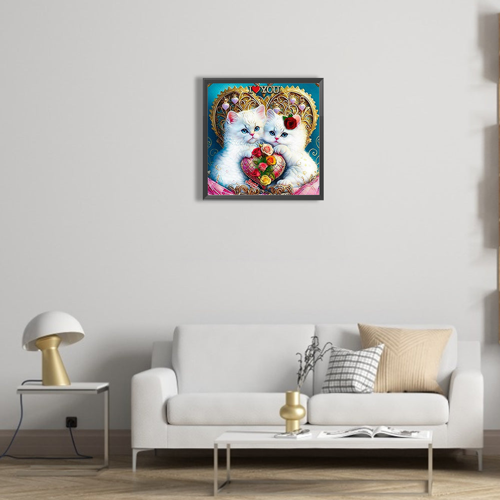 Love Cat - Full Round Drill Diamond Painting 30*30CM