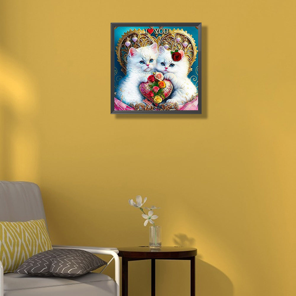 Love Cat - Full Round Drill Diamond Painting 30*30CM