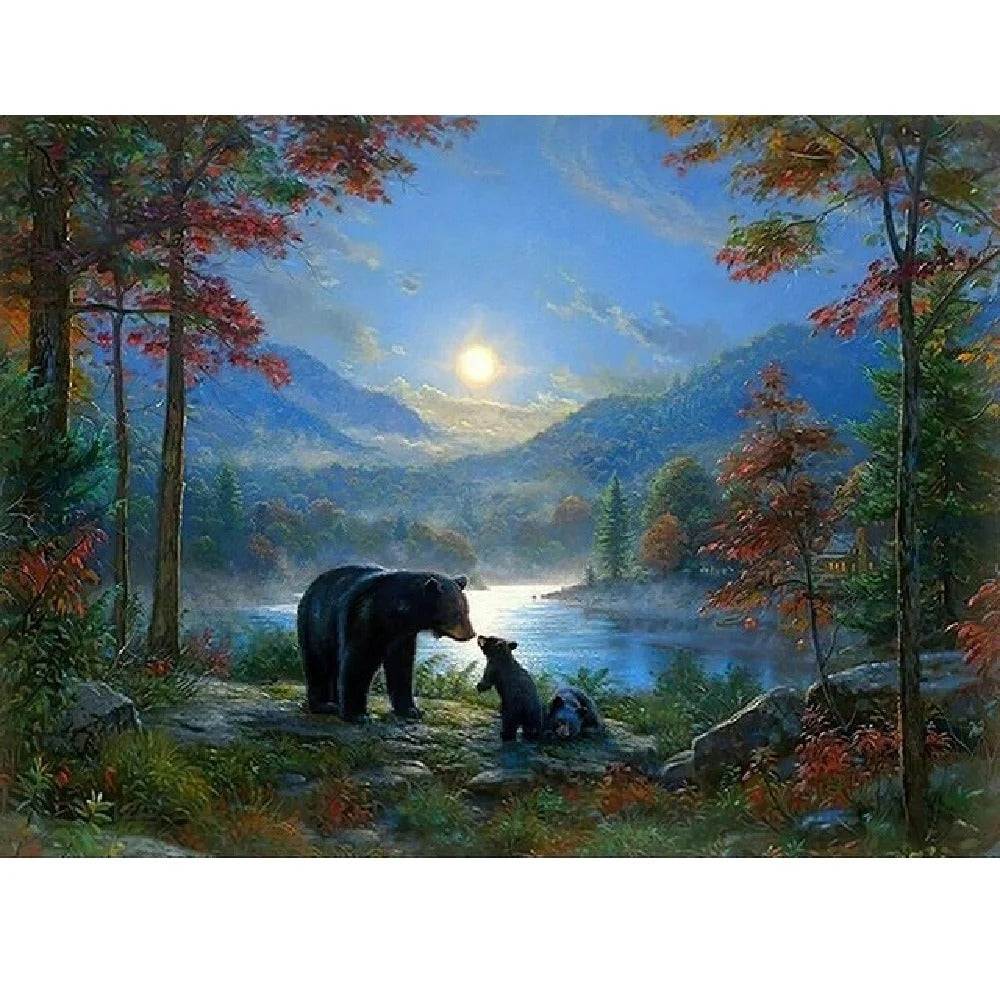 Forest Black Bear - Full Round Drill Diamond Painting 40*30CM