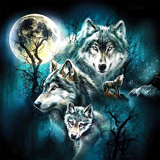 Wolf Under The Moon - Full Square Drill Diamond Painting 50*50CM