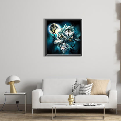 Wolf Under The Moon - Full Square Drill Diamond Painting 50*50CM