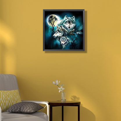 Wolf Under The Moon - Full Square Drill Diamond Painting 50*50CM
