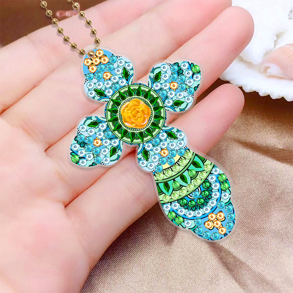 6pcs Cross Diamond Painting Keychain DIY Diamond Mosaic Kit Bag Pendant