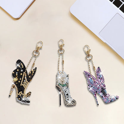 6pcs Diamond Art Keychains Diamond Mosaic Kit DIY Gem Keychains Lady Bag Pendant