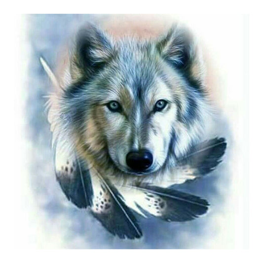 Wolf With Feathers - Full Round Drill Diamond Painting 30*30CM