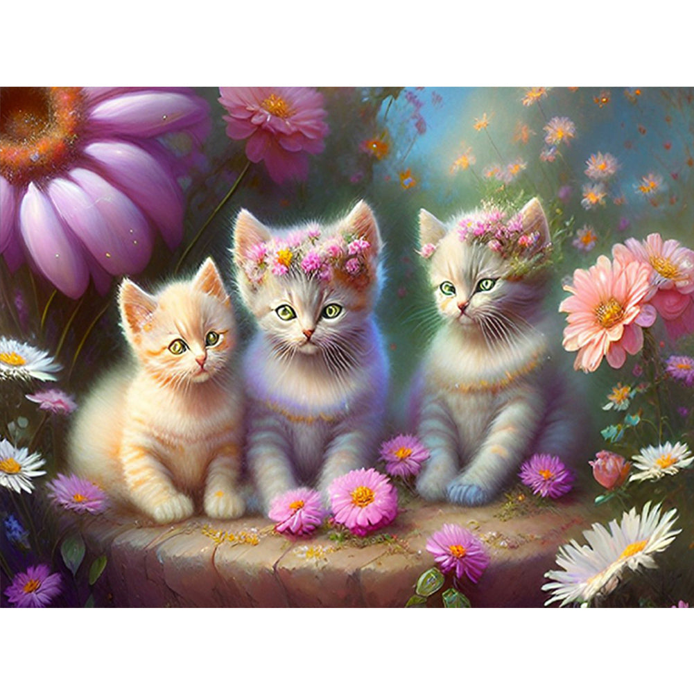 Cat Party - Full Round Drill Diamond Painting 40*30CM