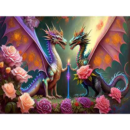 Married Dinosaur - Full Round Drill Diamond Painting 40*30CM