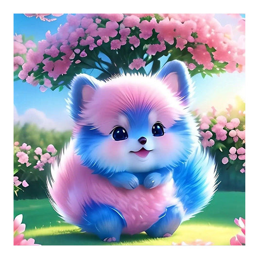 Pink Blue Cat - Full Round Drill Diamond Painting 30*30CM